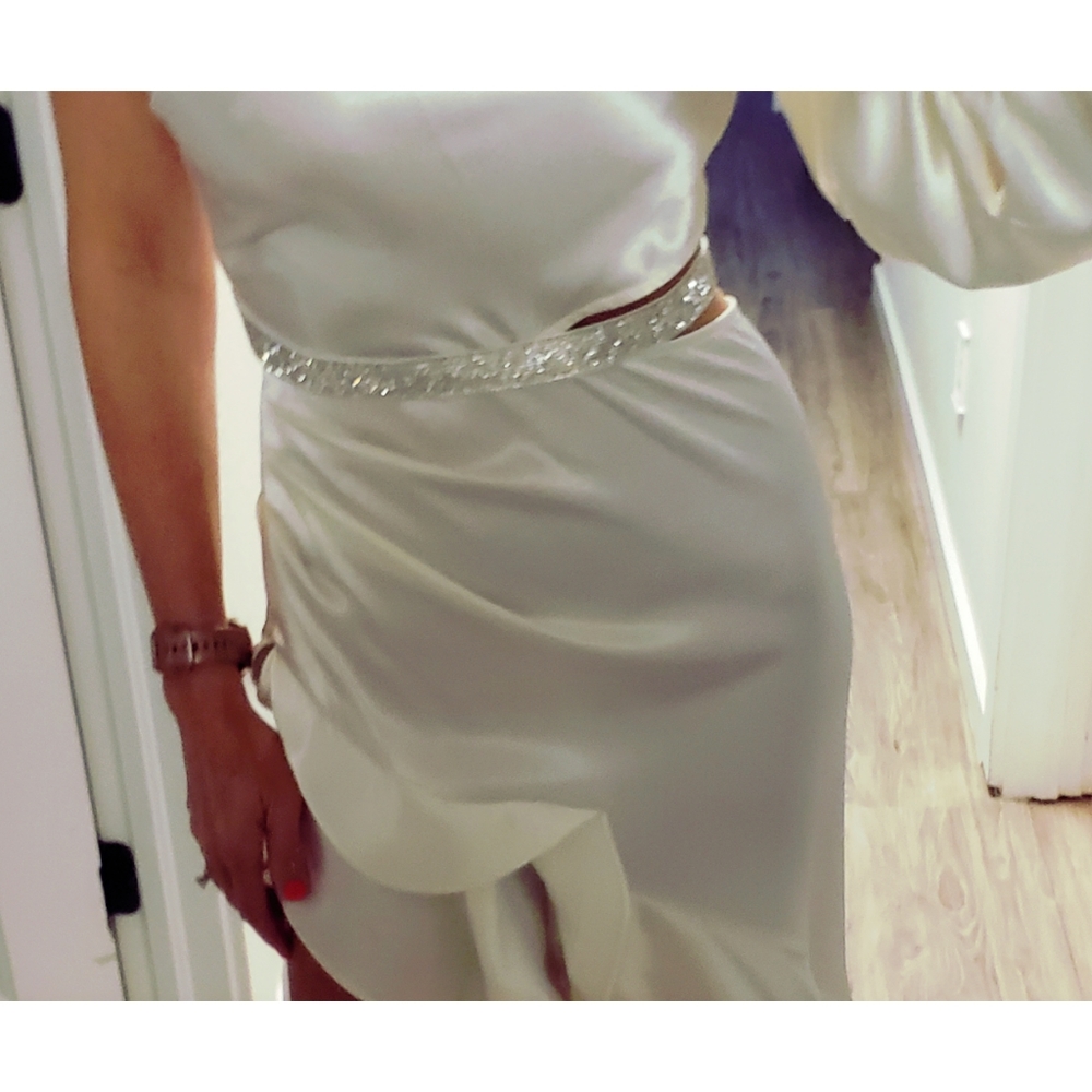 SOLD Monica One-Sleeve Asymmetric Ruffle Gown - Picture 8 of 16